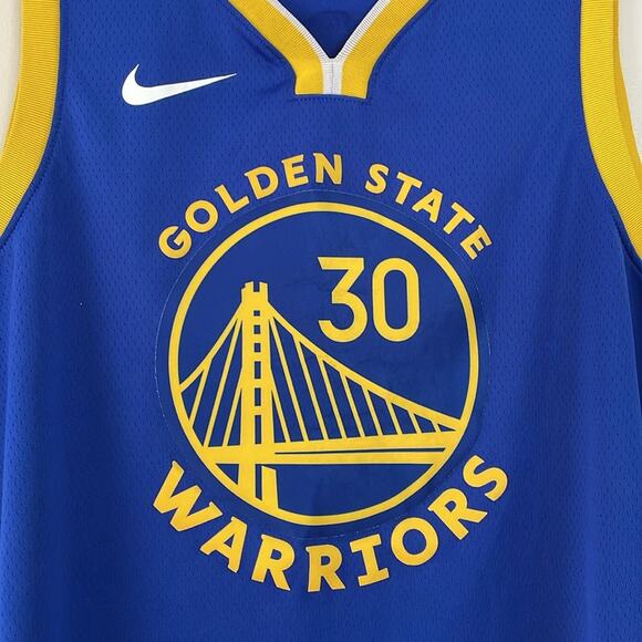 Nike NBA  Stephen Curry 30 Golden State Warriors Swingman Jersey Blue Yellow 2XL - Picture 3 of 11